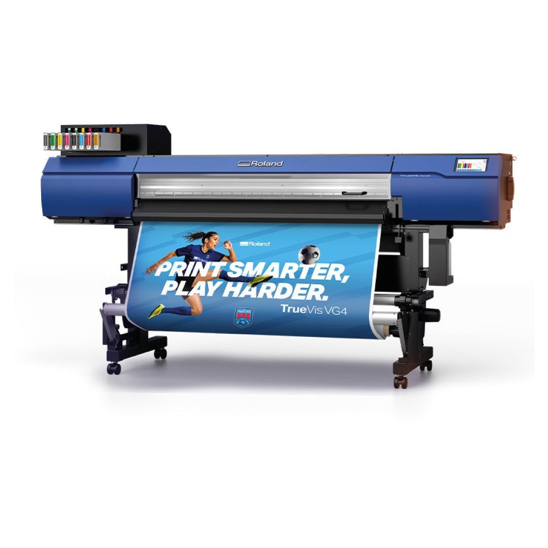 Roland TrueVIS VG4 eco-solvent printer/cutter producing a full-colour print 