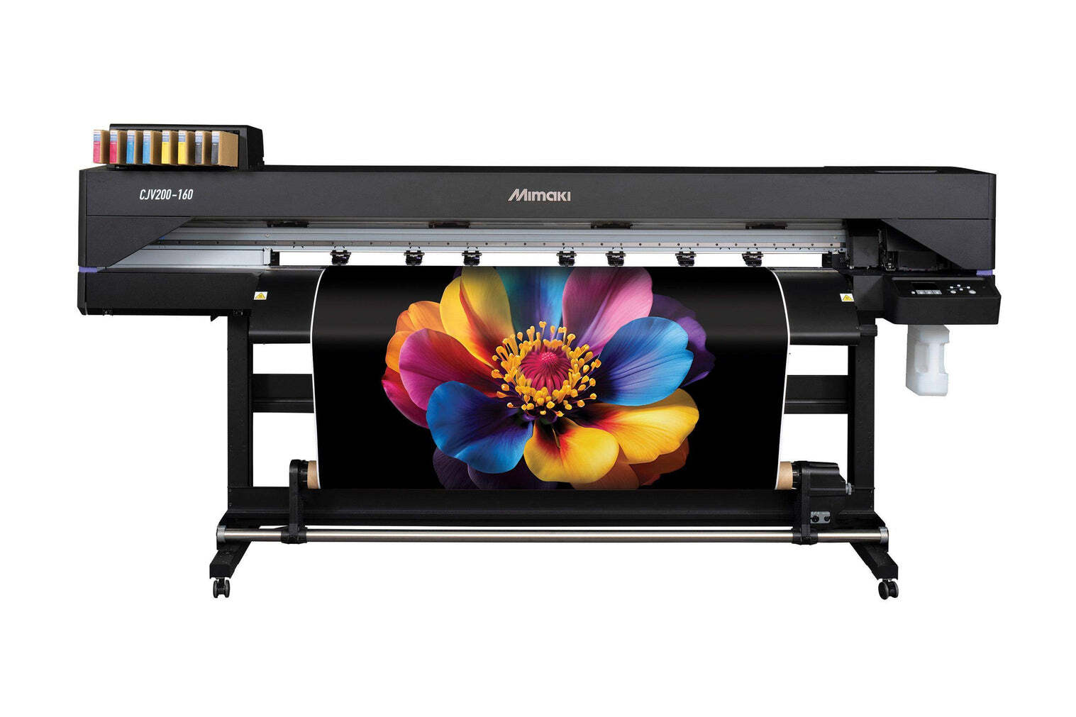 A Mimaki CJV200 wide format printer which is the go-to for print-and-cut efficiency. 